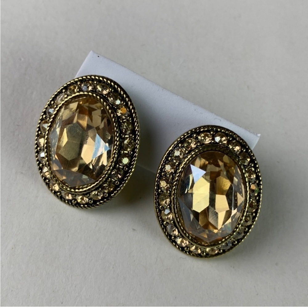 Heidi Daus Collectible Authentic Stamped Jewelry Gem Earring Post Back Amber‌